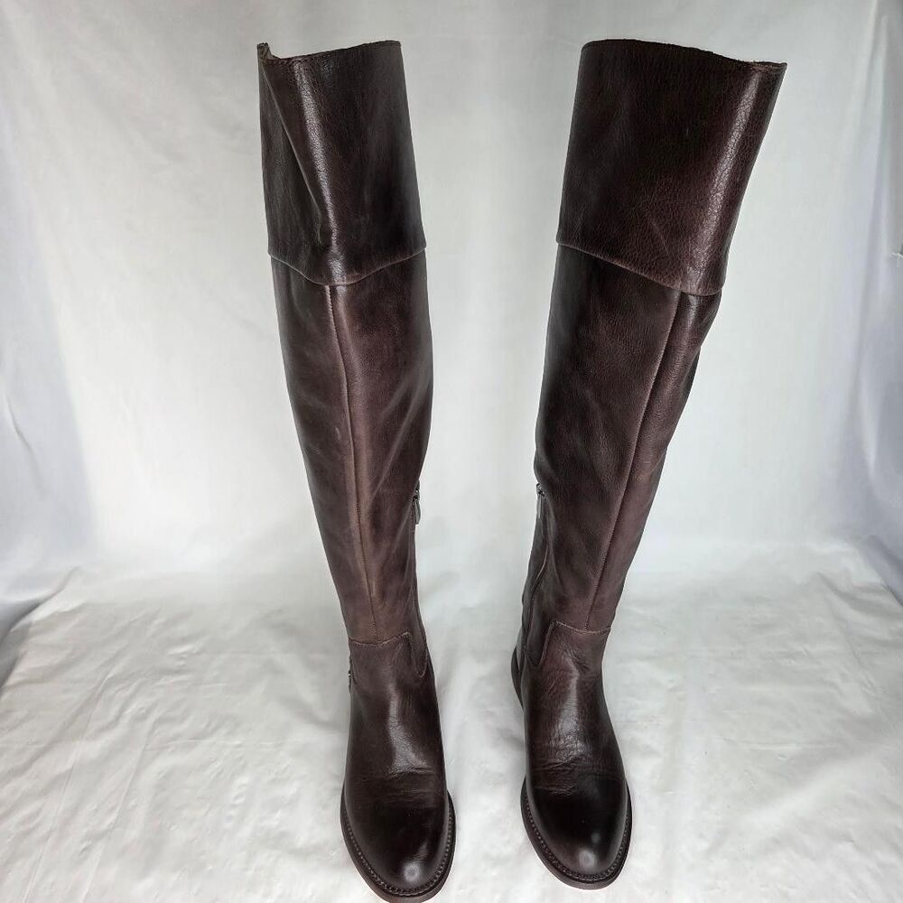 FRANCO SARTO Women Brown Over The Knee Haleen Leather Boots Shoes 6.5 Wide Calf - Picture 3 of 8